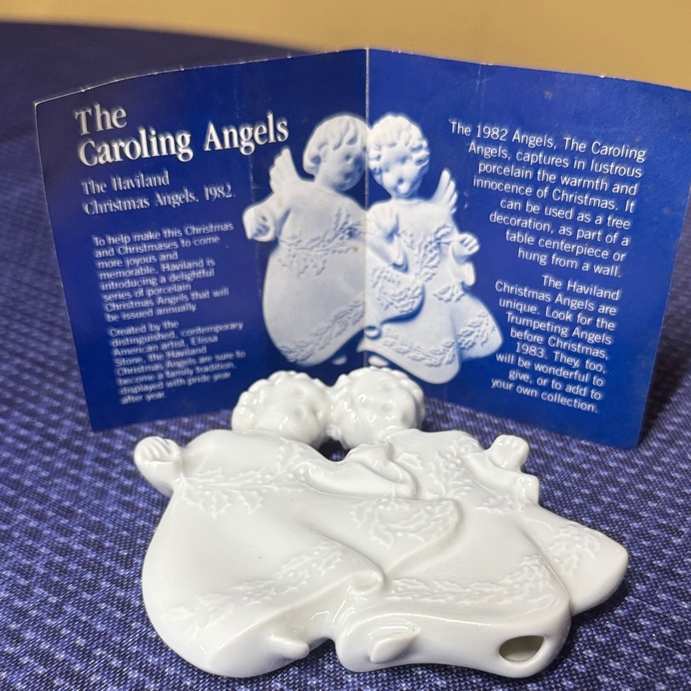 Haviland White Porcelain Caroling Angels 1982 Limoges France 4” tall